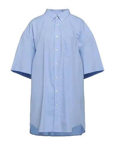 Light blue Techno fabric Solid color shirts & blouses