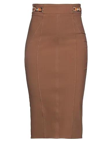Light brown Cotton twill Midi skirt