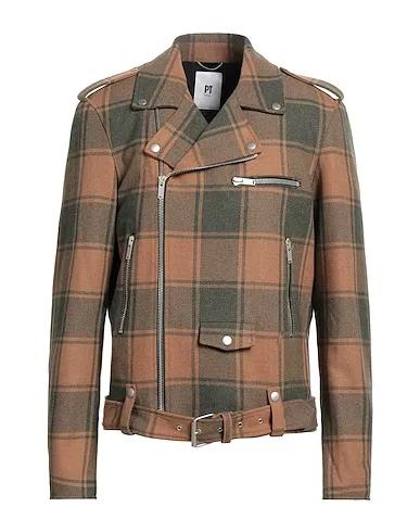 Light brown Flannel Biker jacket