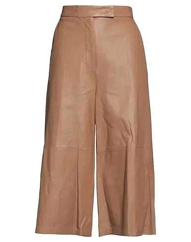 Light brown Leather Cropped pants & culottes