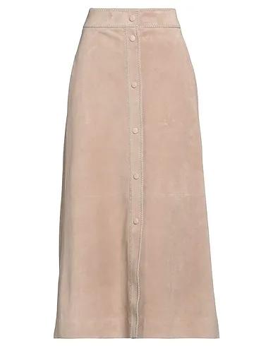 Light brown Leather Midi skirt