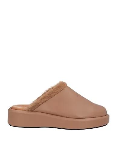 Light brown Leather Mules and clogs