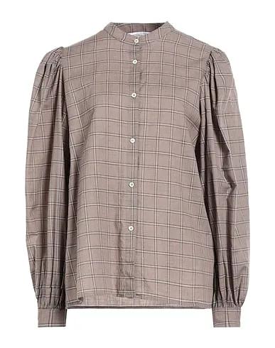 Light brown Plain weave Checked shirt