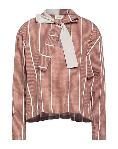 Light brown Plain weave Checked shirt