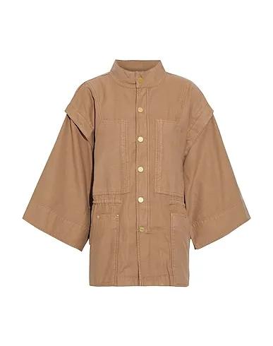 Light brown Plain weave Full-length jacket