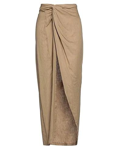 Light brown Plain weave Maxi Skirts
