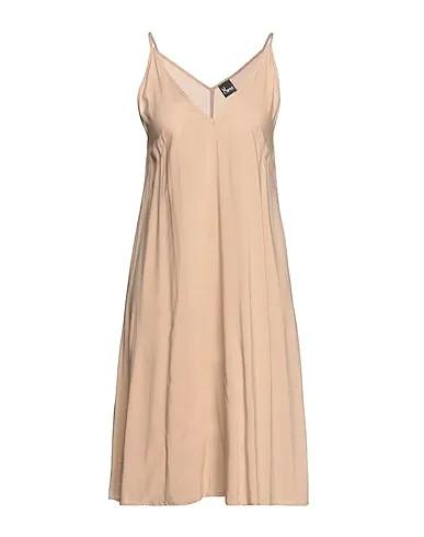 Light brown Plain weave Midi dress