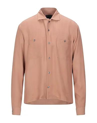 Light brown Plain weave Solid color shirt