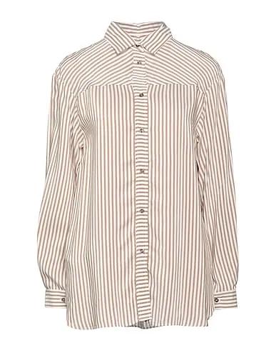 Light brown Plain weave Striped shirt