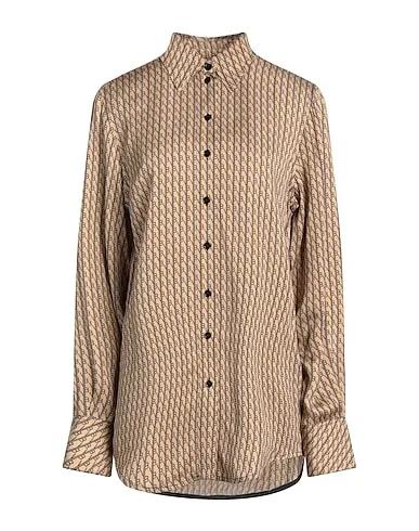 Light brown Satin Patterned shirts & blouses