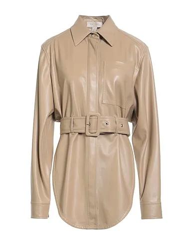 Light brown Solid color shirts & blouses