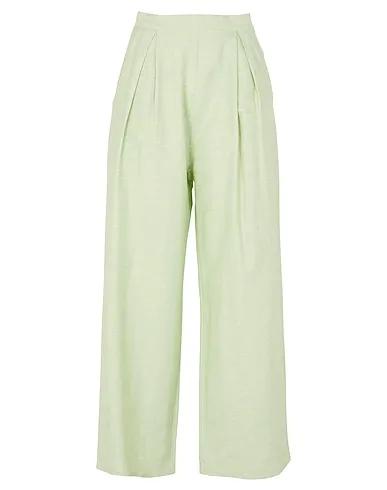 Light green Casual pants COTTON-LINEN PLEATED WIDE-LEG PANTS

