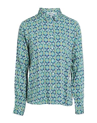 Light green Cotton twill Patterned shirts & blouses