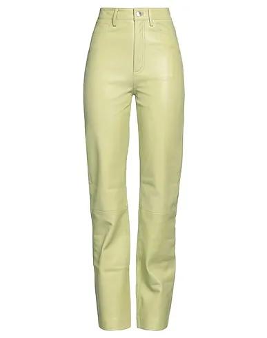 Light green Leather Casual pants