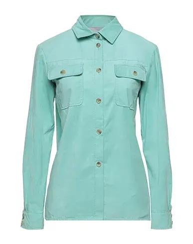 Light green Leather Solid color shirts & blouses
