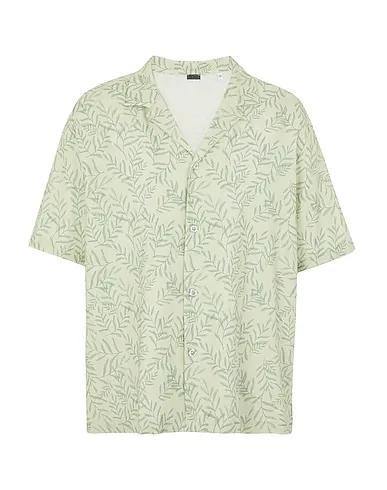 Light green Patterned shirt PRINTED CAMP-COLLAR S/SLEEVE OVERSIZE SHIRT
