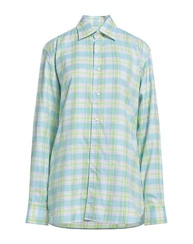 Light green Plain weave Checked shirt