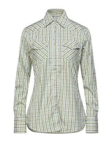 Light green Plain weave Checked shirt