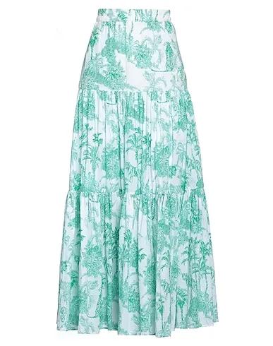Light green Plain weave Maxi Skirts