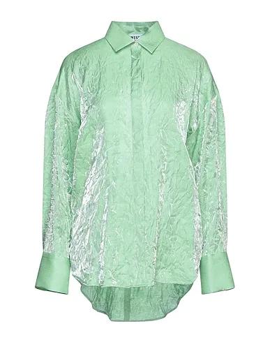Light green Plain weave Solid color shirts & blouses