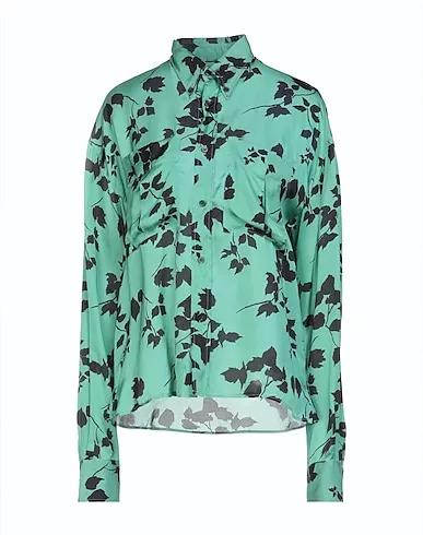 Light green Satin Floral shirts & blouses