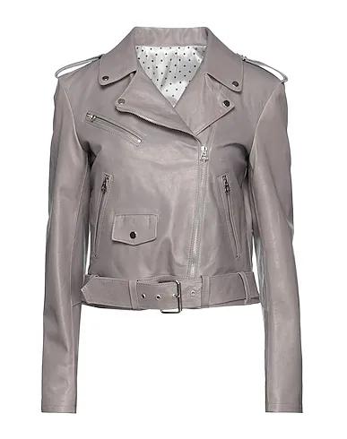 Light grey Leather Biker jacket