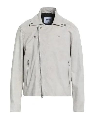 Light grey Leather Biker jacket