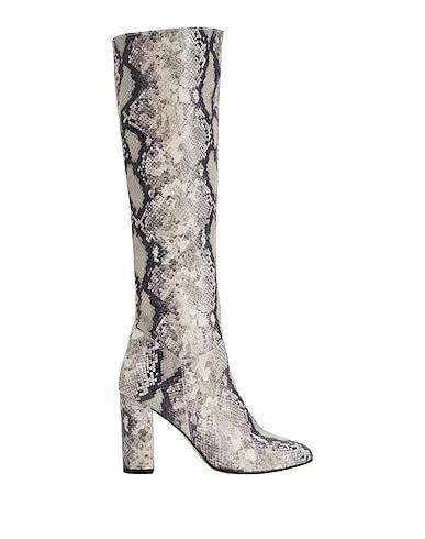 Light grey Leather Boots PYTHON LEATHER HEELED  BOOTS
