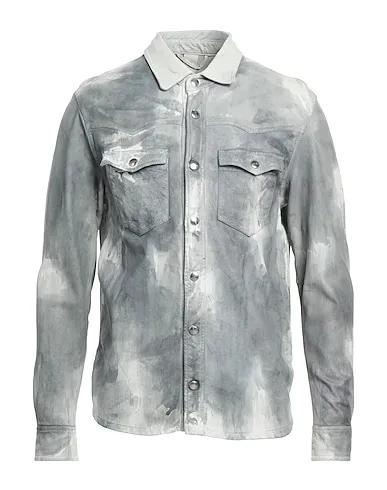 Light grey Leather Patterned shirt