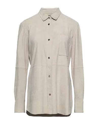 Light grey Leather Solid color shirts & blouses