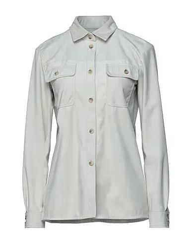 Light grey Leather Solid color shirts & blouses