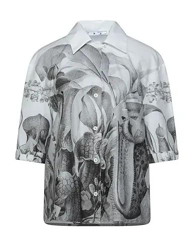 Light grey Plain weave Floral shirts & blouses