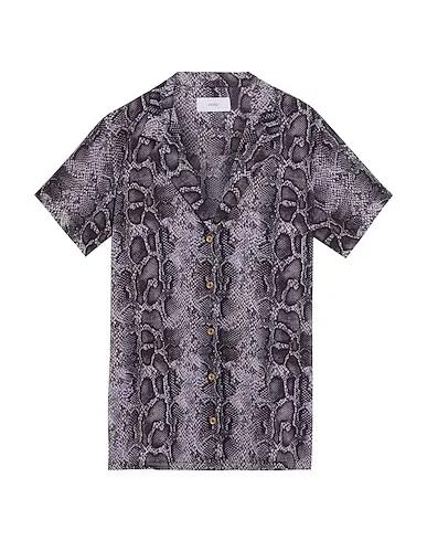 Light grey Plain weave Patterned shirts & blouses