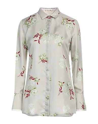 Light grey Satin Floral shirts & blouses