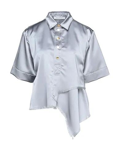 Light grey Satin Solid color shirts & blouses