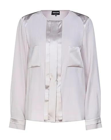 Light grey Satin Solid color shirts & blouses