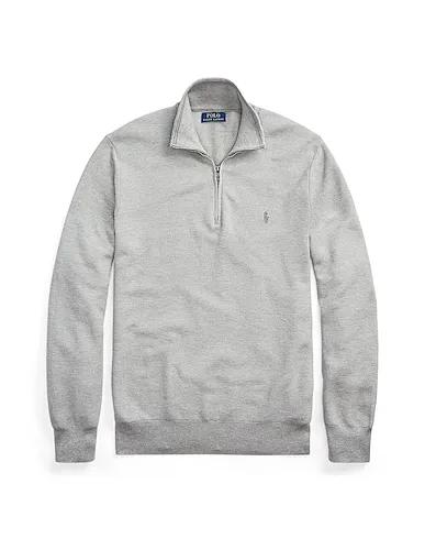 Light grey Sweater with zip COTTON QUARTER-ZIP SWEATER
