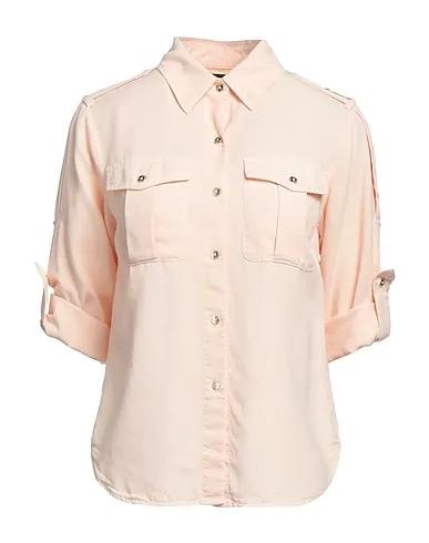 Light pink Cotton twill Solid color shirts & blouses
