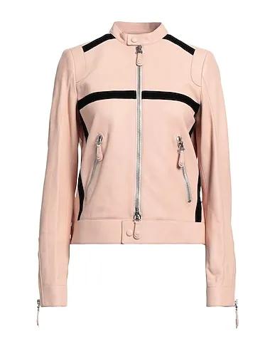Light pink Leather Biker jacket