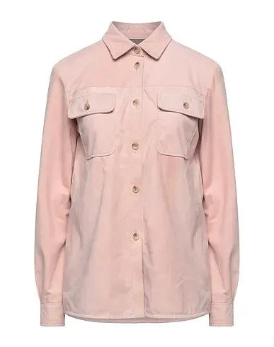 Light pink Leather Solid color shirts & blouses