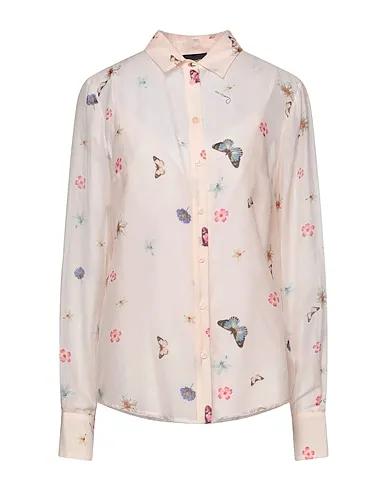Light pink Plain weave Floral shirts & blouses