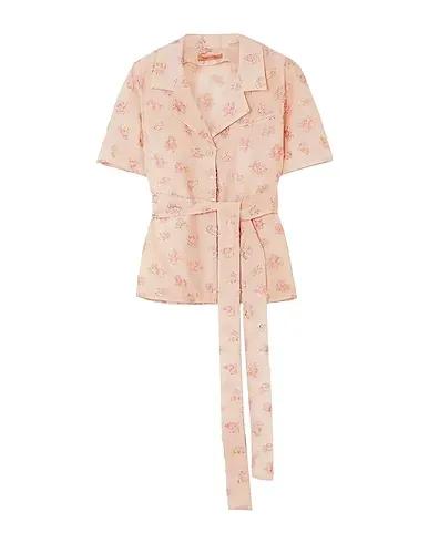 Light pink Plain weave Floral shirts & blouses