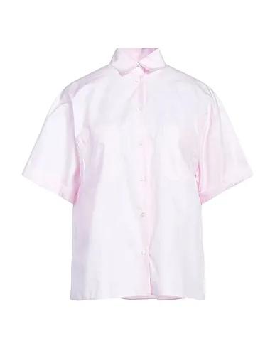 Light pink Plain weave Solid color shirts & blouses