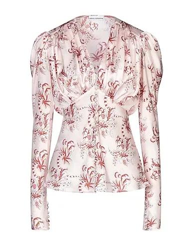 Light pink Satin Floral shirts & blouses