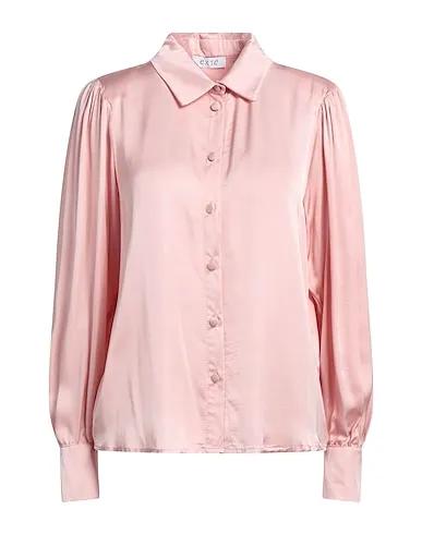 Light pink Satin Solid color shirts & blouses
