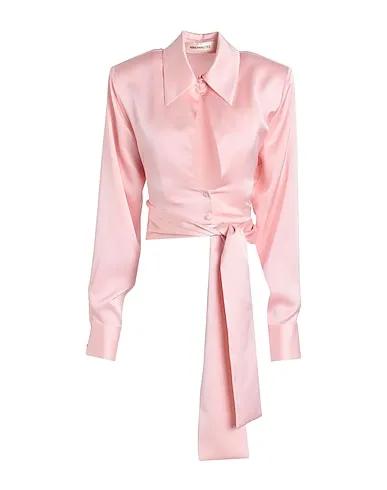 Light pink Satin Solid color shirts & blouses