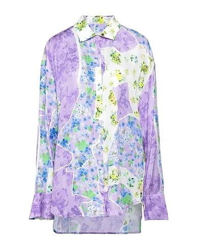 Light purple Cotton twill Floral shirts & blouses