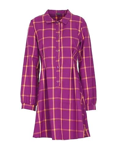 Light purple Cotton twill Shirt dress CHECK CHEMISIER DRESS