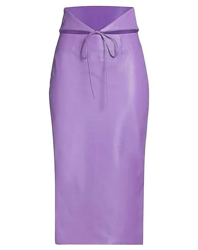 Light purple Leather Midi skirt