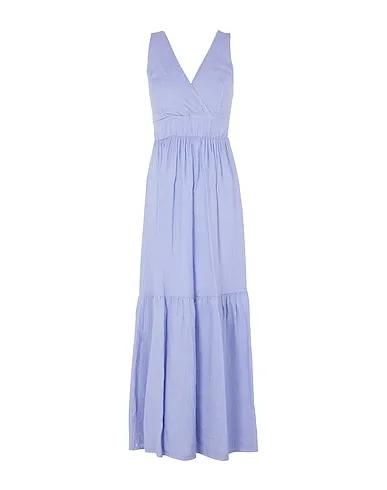 Light purple Long dress LINEN-VISCOSE SLEEVELESS V-NECK LONG DRESS
